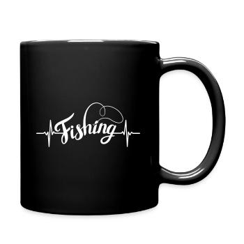 heart beat fishing - Full Colour Mug - black - Right