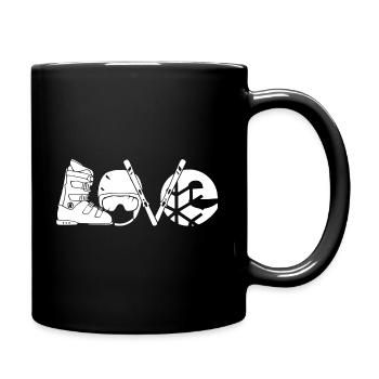 Love Ski Snowboard Skifahren Winter Geschenk - Tasse einfarbig - Schwarz - Rechts