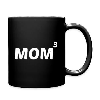 Mom hoch 3 - Mama von 3 Kindern - Mutter - Tasse einfarbig - Schwarz - Rechts