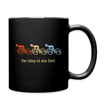 Le voyage est la destination! (3 cyclistes sur route vélo de route 3C) - Mug uni - noir - Droite