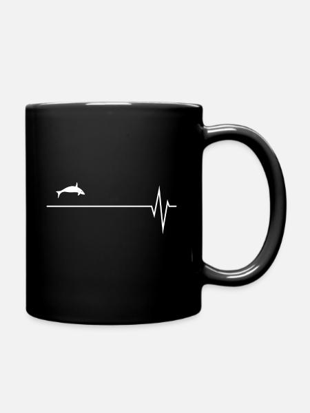 Wal Orca Herzschlag Puls Motiv - Tasse einfarbig - Schwarz