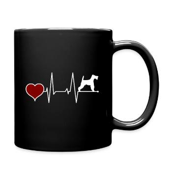 Drahthaar Foxterrier Herzschlag - Tasse einfarbig - Schwarz - Rechts