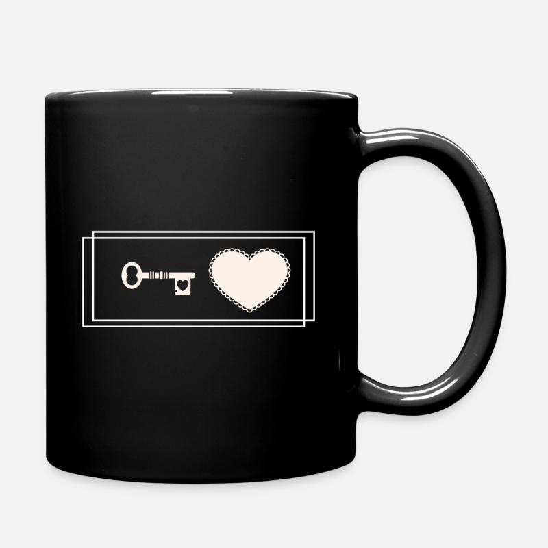 Herz mit Schlüssel - Tasse einfarbig - Schwarz