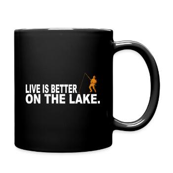 Fischen Dad Geschenkidee - Tasse einfarbig - Schwarz - Rechts
