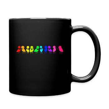 colorful row of birds ravens - Full Colour Mug - black - Right