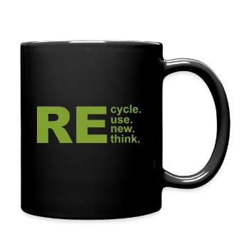 Recycle Reuse Renew Rethink Crisis Environmental - Full Colour Mug - black - Right
