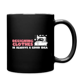 Nähmaschinenliebhaber Näherin - Tasse einfarbig - Schwarz - Rechts