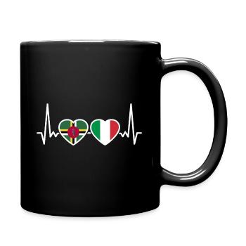 Dominica Italien Herzschlag Flagge Dominicaner - Tasse einfarbig - Schwarz - Rechts