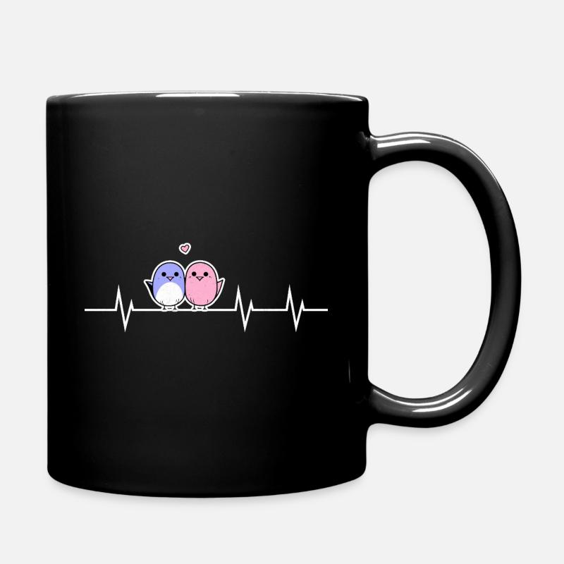 Deux oiseaux mignons - Cœur à cœur - Mug uni - noir
