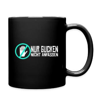 Nicht anfassen Do not Touch Spruch Icon Symbol - Tasse einfarbig - Schwarz - Rechts