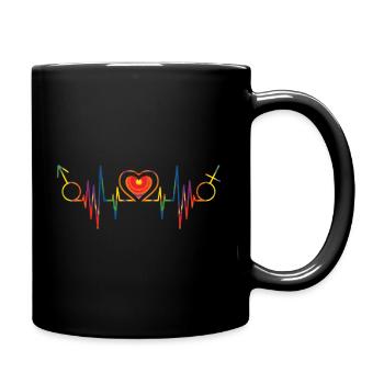 LGBT de battement de coeur arc-en-ciel - Mug uni - noir - Droite