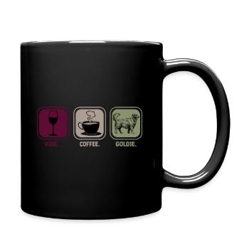 Golden Retriever Goldie Wein Kaffee Spruch Lustig - Tasse einfarbig - Schwarz - Rechts