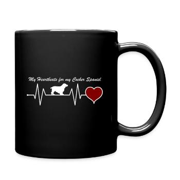 Englischer Cocker Spaniel Herzschlag mit Spruch - Tasse einfarbig - Schwarz - Rechts