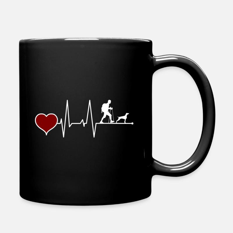 Wandern mit Hund Herzschlag Lustig - Tasse einfarbig - Schwarz
