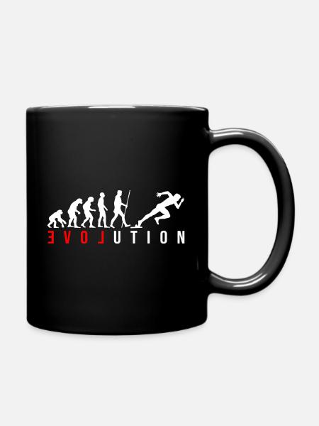 Sprinter Sprint Läufer LOVE in rot mit Evolution - Tasse einfarbig - Schwarz