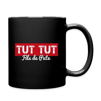 tut tut fils de pute | voiture mécanique - Mug uni - noir - Droite