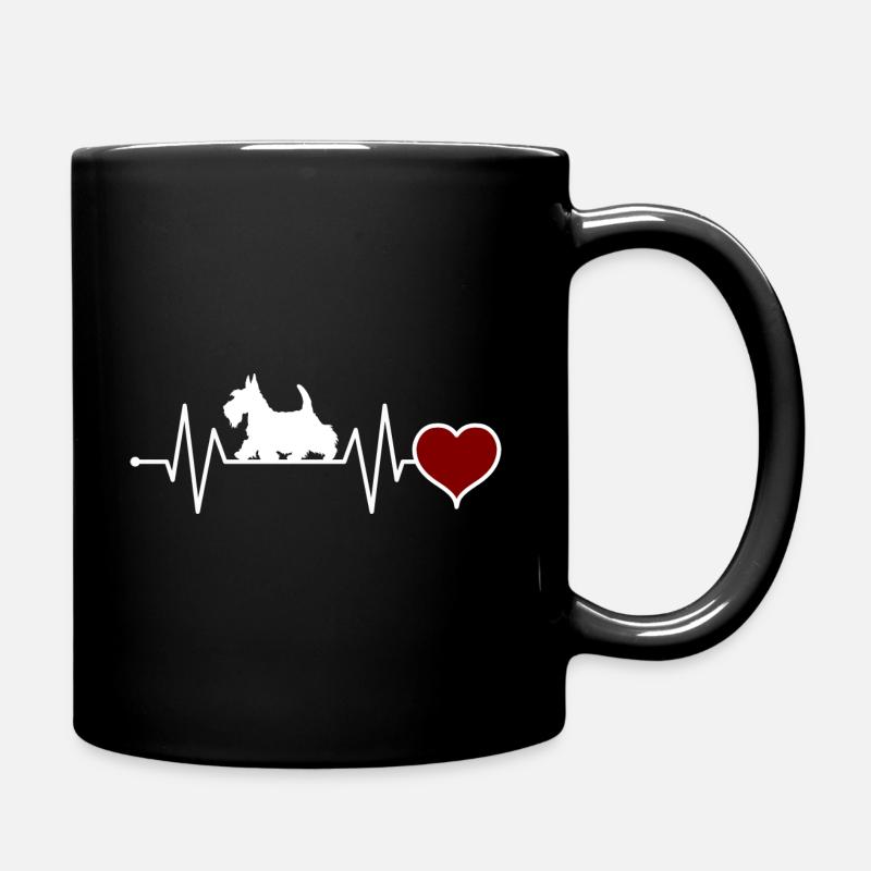 Scottish Scottish Terrier Dog Heartbeat - Full Colour Mug - black