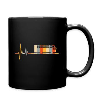 Busfahrer Herzschlag Linienbus EKG Bus Retro - Tasse einfarbig - Schwarz - Rechts