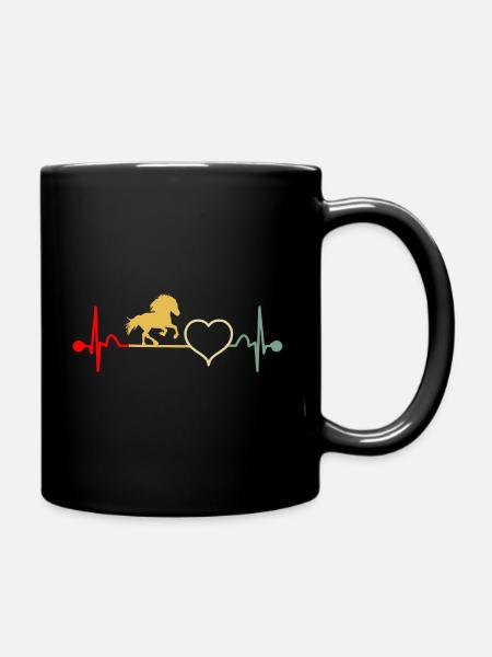 Islandpferd Tölt Isländer Herzschlag Retro - Tasse einfarbig - Schwarz
