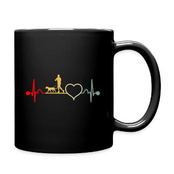 Canicross Laufen mit Hund Herzschlag Retro - Tasse einfarbig - Schwarz - Rechts
