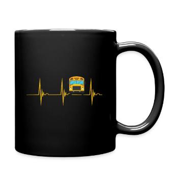 Schulbus Fahrer Liebhaber Bus Herzschlag EKG Puls - Tasse einfarbig - Schwarz - Rechts