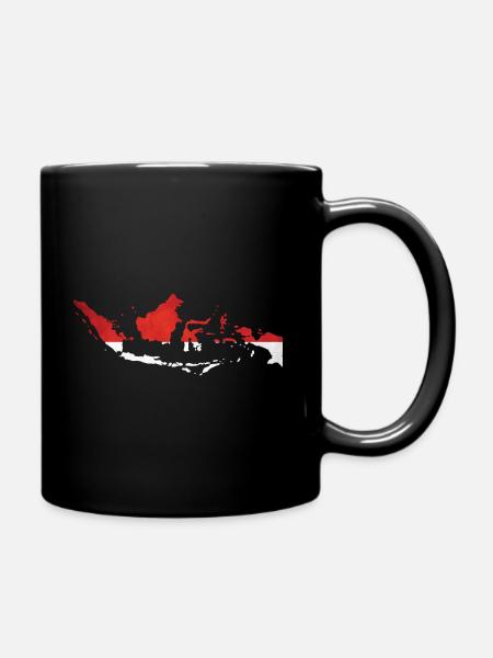 Indonesien - Landesgrenze in Nationalfahne - Tasse einfarbig - Schwarz