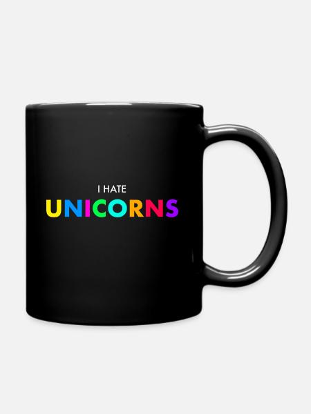 I hate unicorns - Full Colour Mug - black