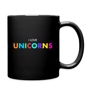 I love unicorns - Full Colour Mug - black - Right