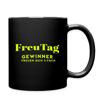 FreuTag - Gewinner freuen sich 3-fach - Tasse einfarbig - Schwarz - Rechts