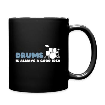 Lustiger Schlagzeuger Drummer - Tasse einfarbig - Schwarz - Rechts