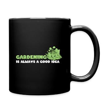 Lustige Gartenblumen Gärtner - Tasse einfarbig - Schwarz - Rechts