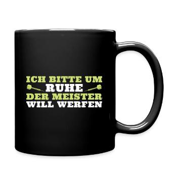 Dart Ich bitte um Ruhe Dartspieler - Tasse einfarbig - Schwarz - Rechts