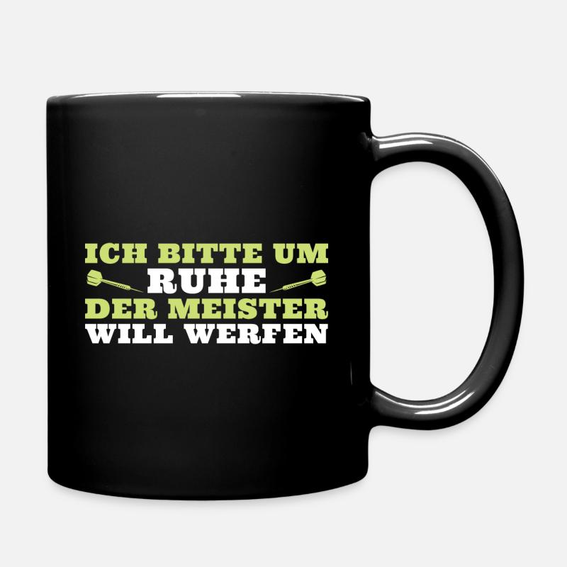 Dart Ich bitte um Ruhe Dartspieler - Tasse einfarbig - Schwarz