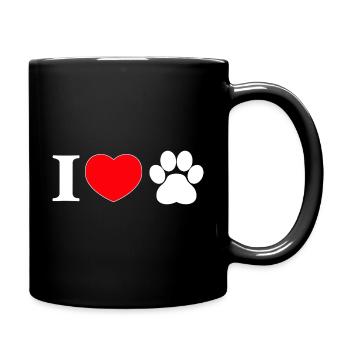"I love" with paw print - Full Colour Mug - black - Right