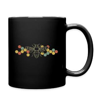Retro Wabe Biene Natur Bewusstsein Imker - Tasse einfarbig - Schwarz - Rechts
