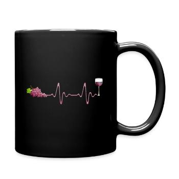 Wein Herzschlag Rotwein Liebhaber Weintrinker - Tasse einfarbig - Schwarz - Rechts