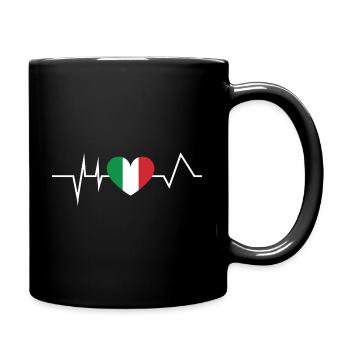 Italy flag flag heart rate pulse ECG - Full Colour Mug - black - Right