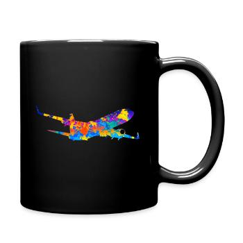 Flugzeug Flugzeuge Geschenk - Tasse einfarbig - Schwarz - Rechts