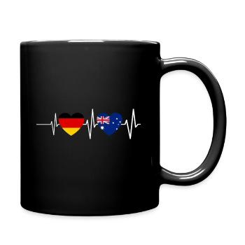Australier Deutscher Herzschlag Deutschland Austra - Tasse einfarbig - Schwarz - Rechts