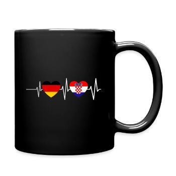 Kroate Herzschlag Deutschland Kroatien Geschenk - Tasse einfarbig - Schwarz - Rechts