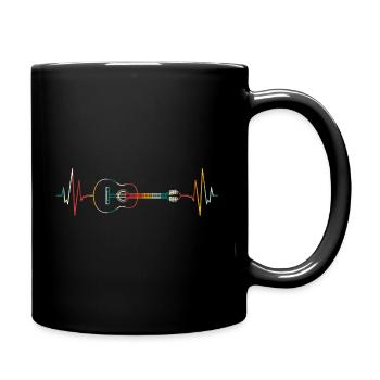 Guitar Heartbeat Retro Guitarist - Full Colour Mug - black - Right