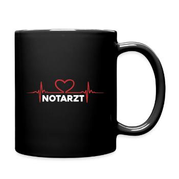 Notarzt Sanitäter Rettungsdienst Heartbeat Design - Tasse einfarbig - Schwarz - Rechts