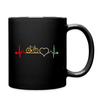 Vélo coeur de rythme rétro - Mug uni - noir - Droite