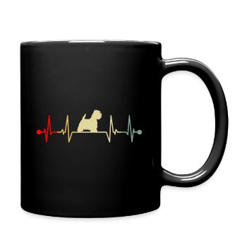 West Highlan Terrier Westie Herzschlag Retro - Tasse einfarbig - Schwarz - Rechts