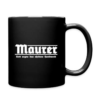 Maurer Handwerk Geschenk - Tasse einfarbig - Schwarz - Rechts