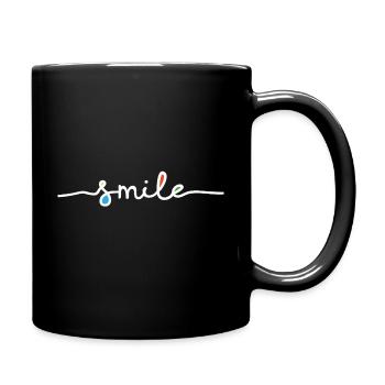 Smile Schrift weiß - Tasse einfarbig - Schwarz - Rechts