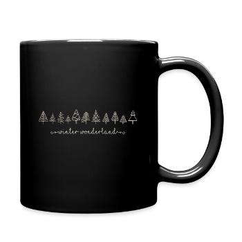 Winter Wonderland, Doodle Christmas Trees, Christmas - Full Colour Mug - black - Right