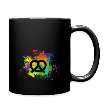 Breze in Farbklecks Design für Bayern - Tasse einfarbig - Schwarz - Rechts