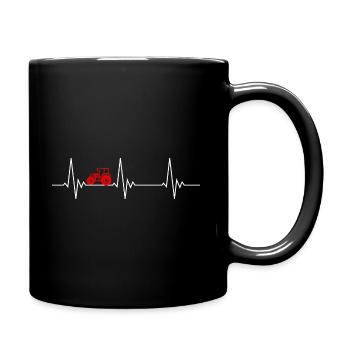 Heartbeat tractor farming farmer gift - Full Colour Mug - black - Right