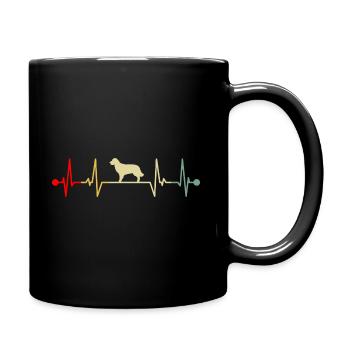Golden Retriever Heartbeat Retro - Full Colour Mug - black - Right